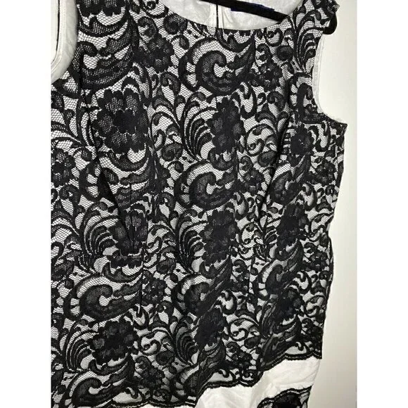 Eloquii Dress Size 22W NEW Floral Lace White Black Midi Women's Lace Over Dress - Picture 5 of 6